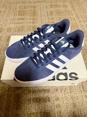 Adidas VL Court 3.0 Navy Suede Shoes Size 9.5M/10.5W